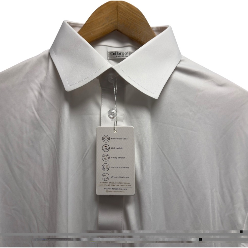 Collars & Co. NEW Men's XLT Tall White Performance Dress Collar Golf Polo Shirt